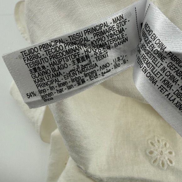 Zara Womens Size Large Linen Blend Eyelet Maxi Skirt Off White Boho Flowy - Picture 7 of 11